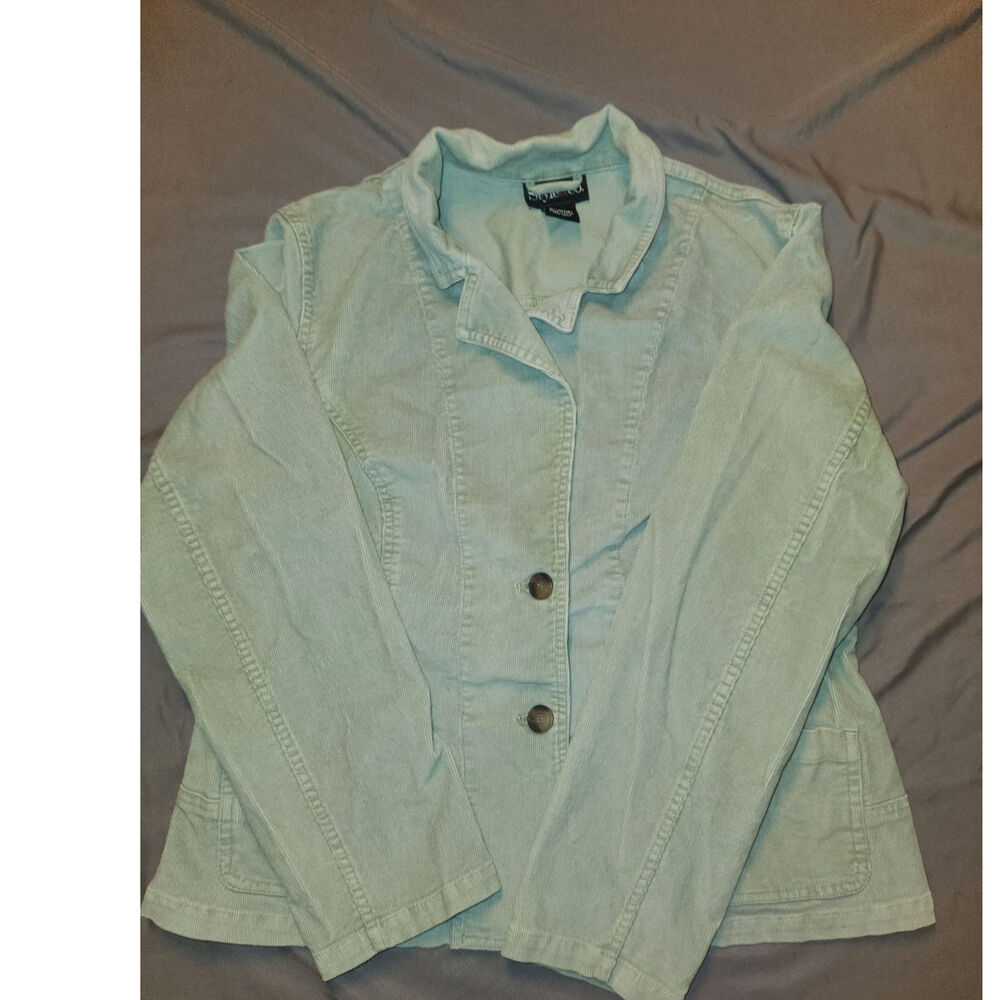 Style & Co Women's Sage Green Corduroy Blazer Jacket Large Cottagecore L